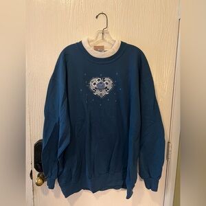 Vintage Top Stitch Morning Sun Heart embroidered cottage core sweatshirt new 2X